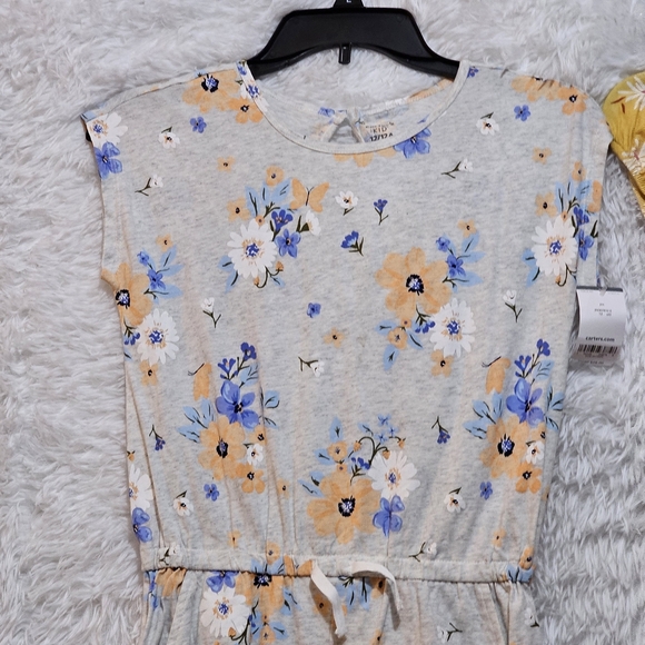 Carter's Floral Romper Set - Gray and Yellow Floral Girls Size 12 - Picture 2 of 14